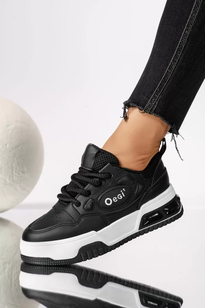 Дамски маратонки черни от еко кожа Elena #18194