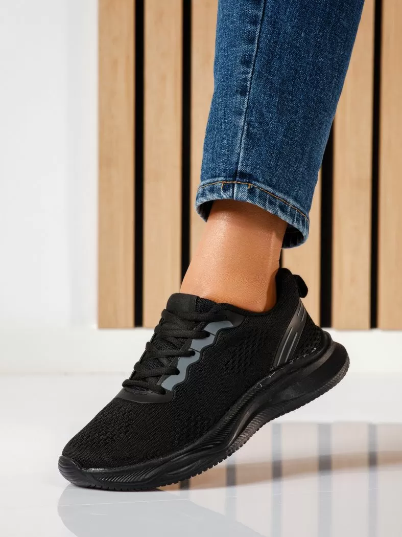 Дамски маратонки черни от текстилен материал Lea #19254