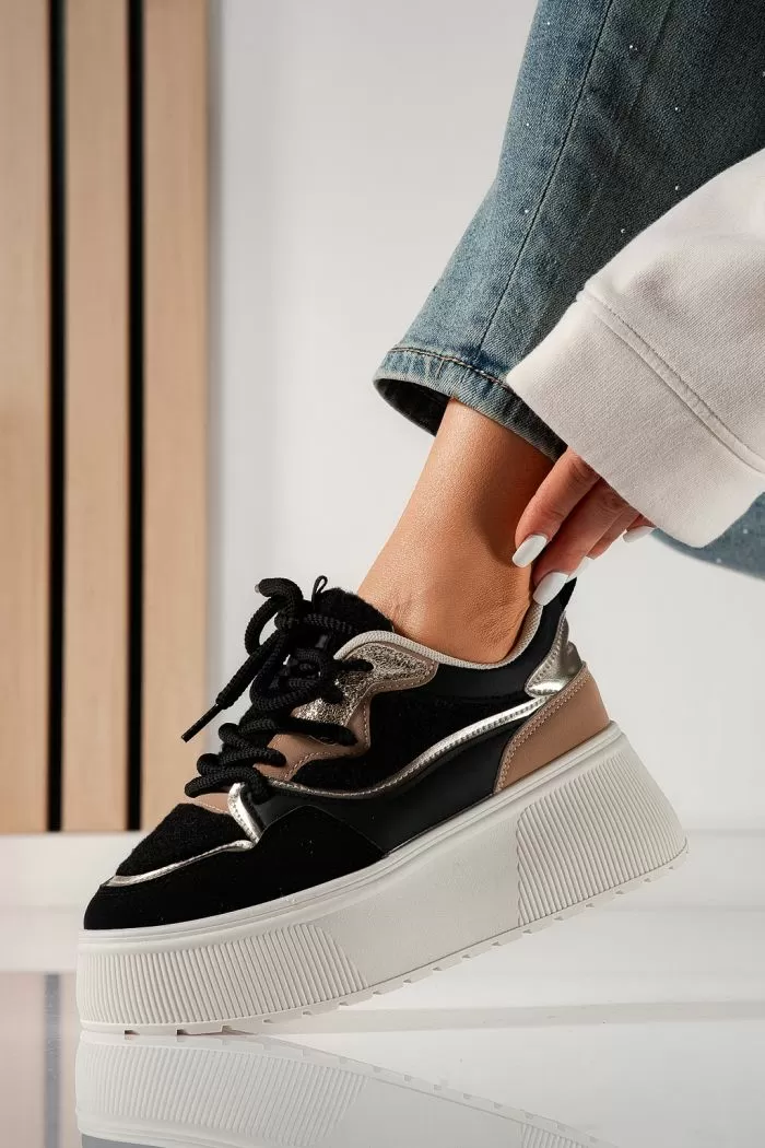 Дамски маратонки черни от еко кожа Jiao #21430