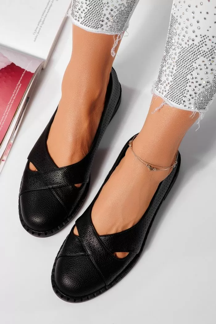 Дамски балерини черни от еко кожа Leyla #21809