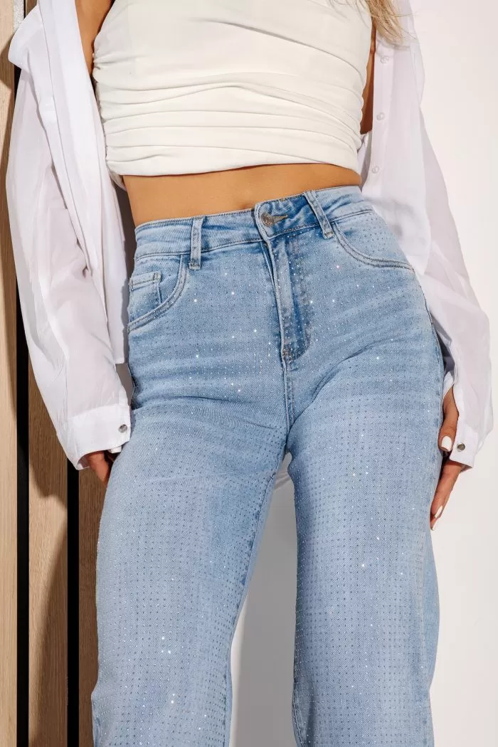 Дамски дънки разкроени Raisa сини #A1161