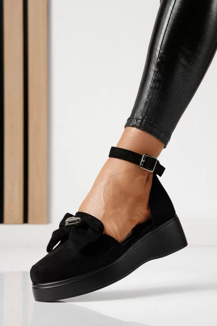 Всекидневни дамски обувки черни от обърната еко кожа Felicia #24102