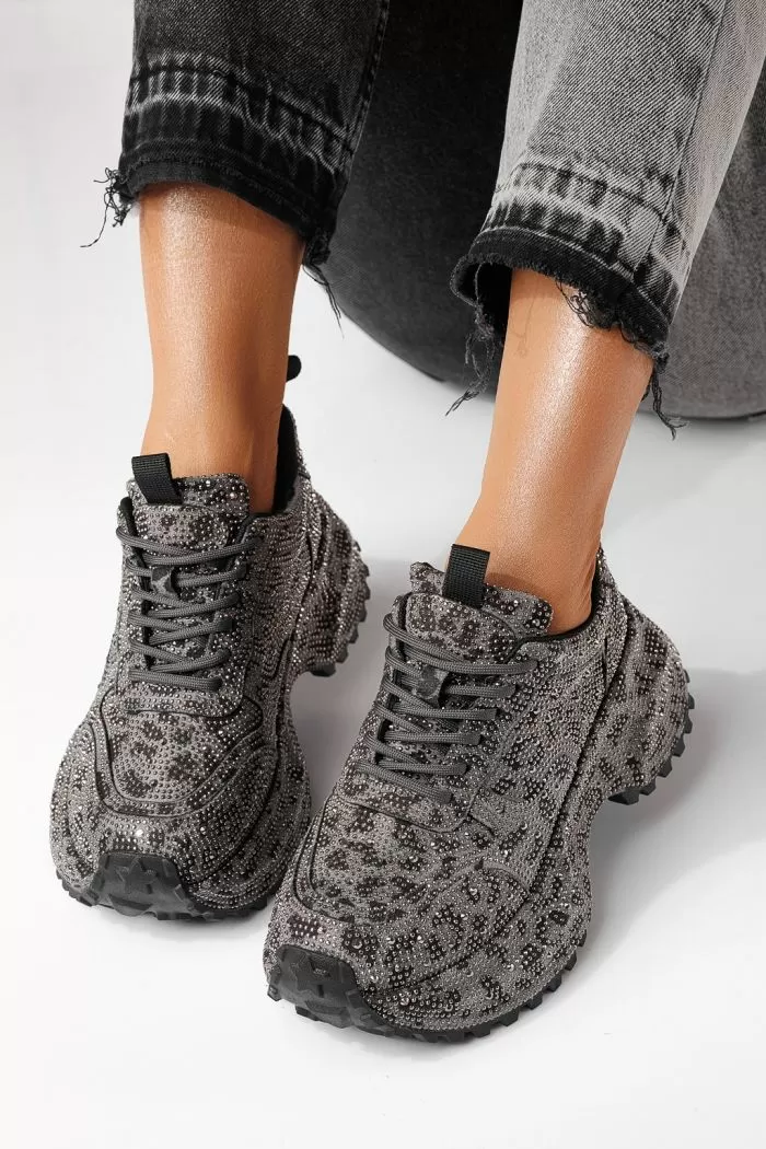 Дамски маратонки черни от обърната еко кожа Izabela #24118