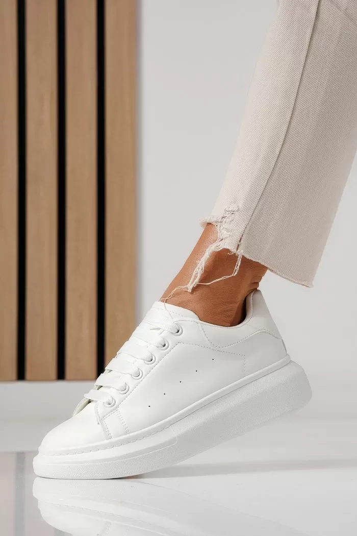 Дамски бели маратонки от екокожа Raya #24199