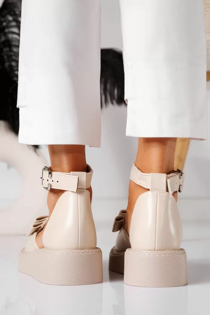 Всекидневни дамски обувки бежови от еко кожа Willy #24211