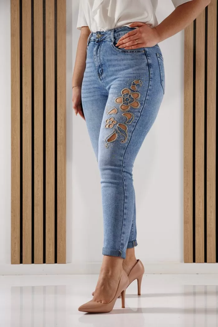 Дънки Mom Fit  Дамски Alexia сини #A1355