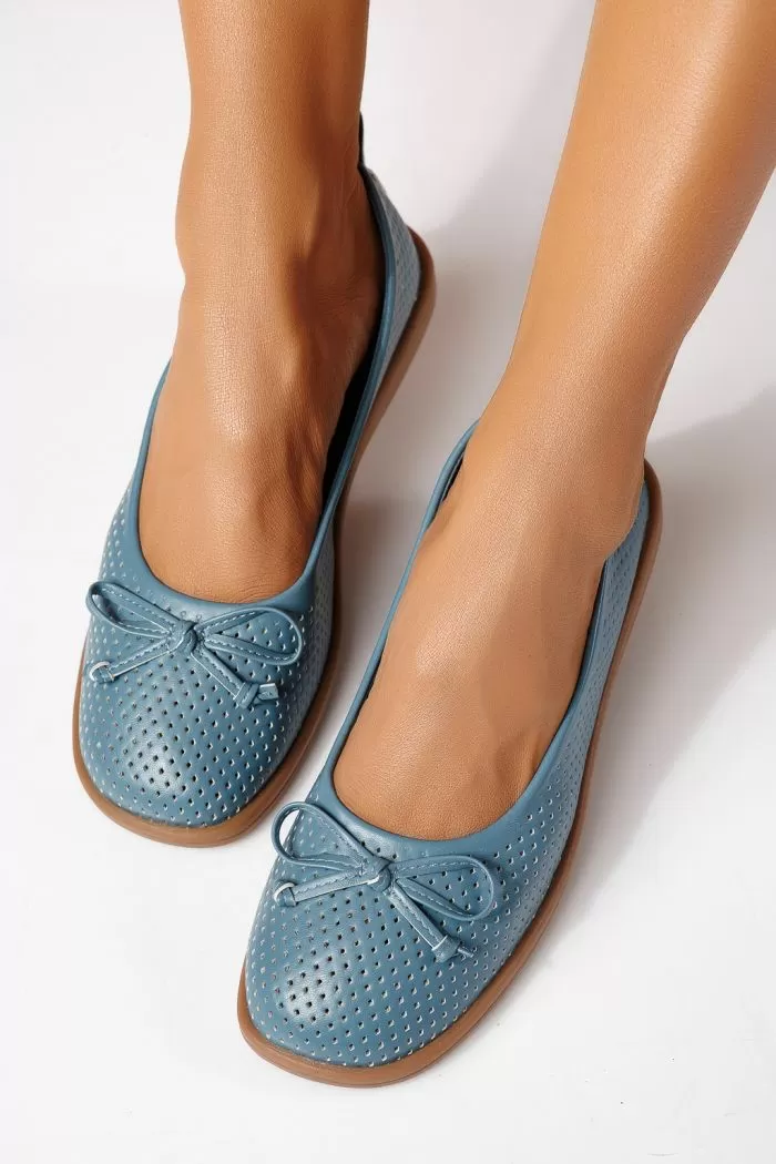 Дамски балерини сини от еко кожа Brielle #24884