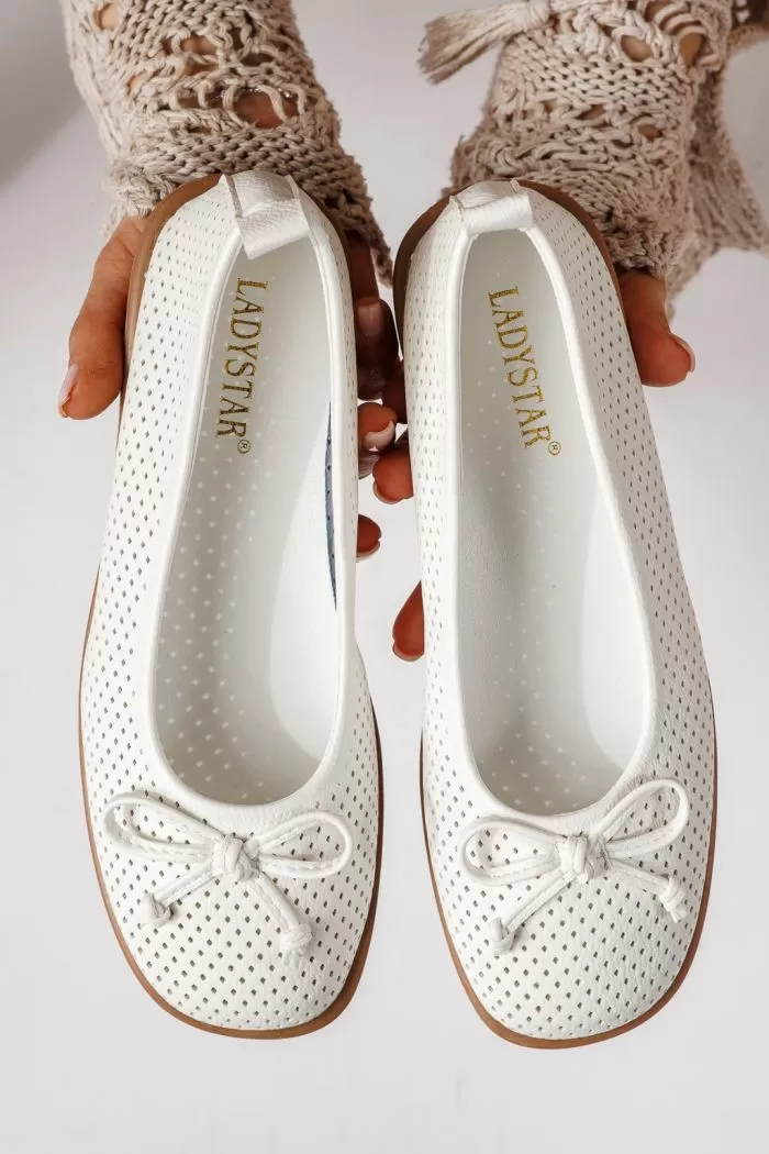 Дамски балерини бели от еко кожа Brielle #24888