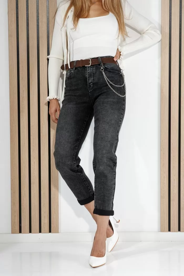 Дамски дънки Mom Fit Azura черни #A1444