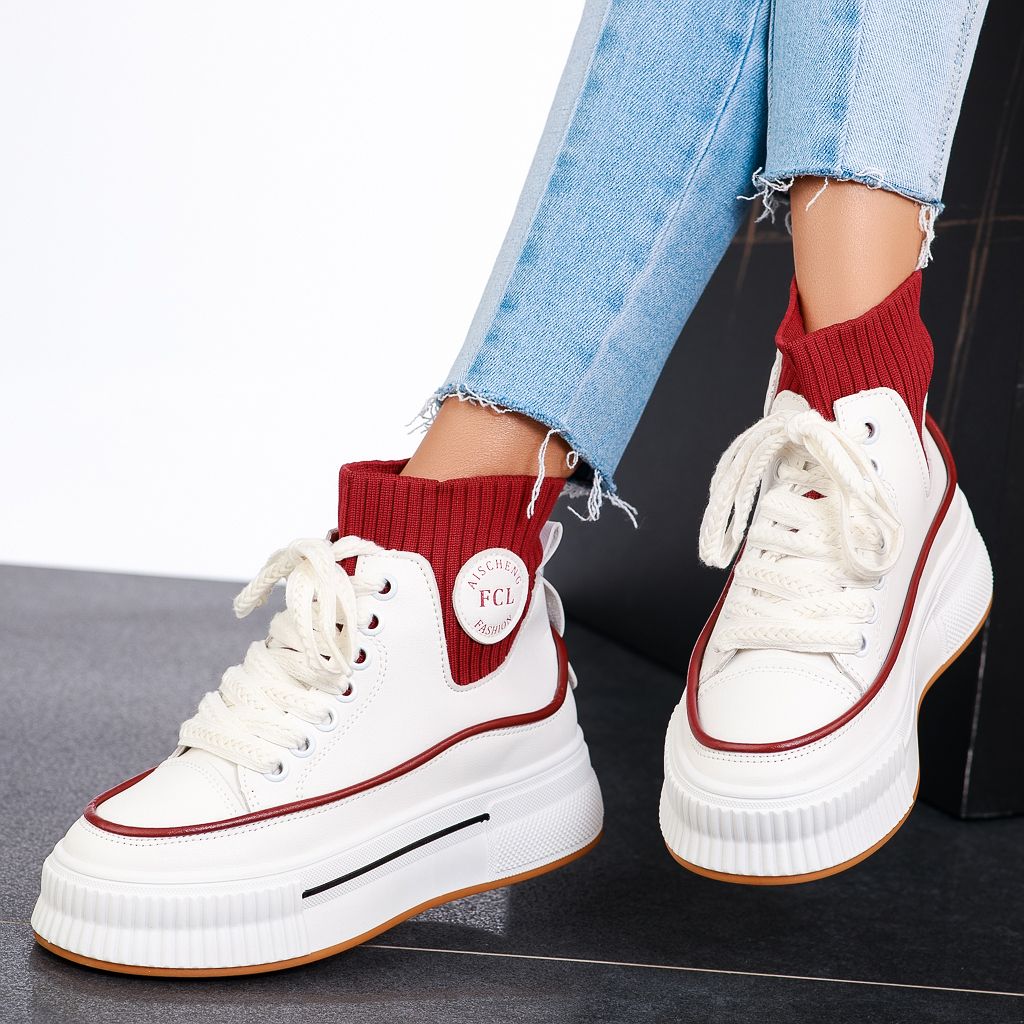 Дамски спортни обувки Josie Бяло/червен #13418