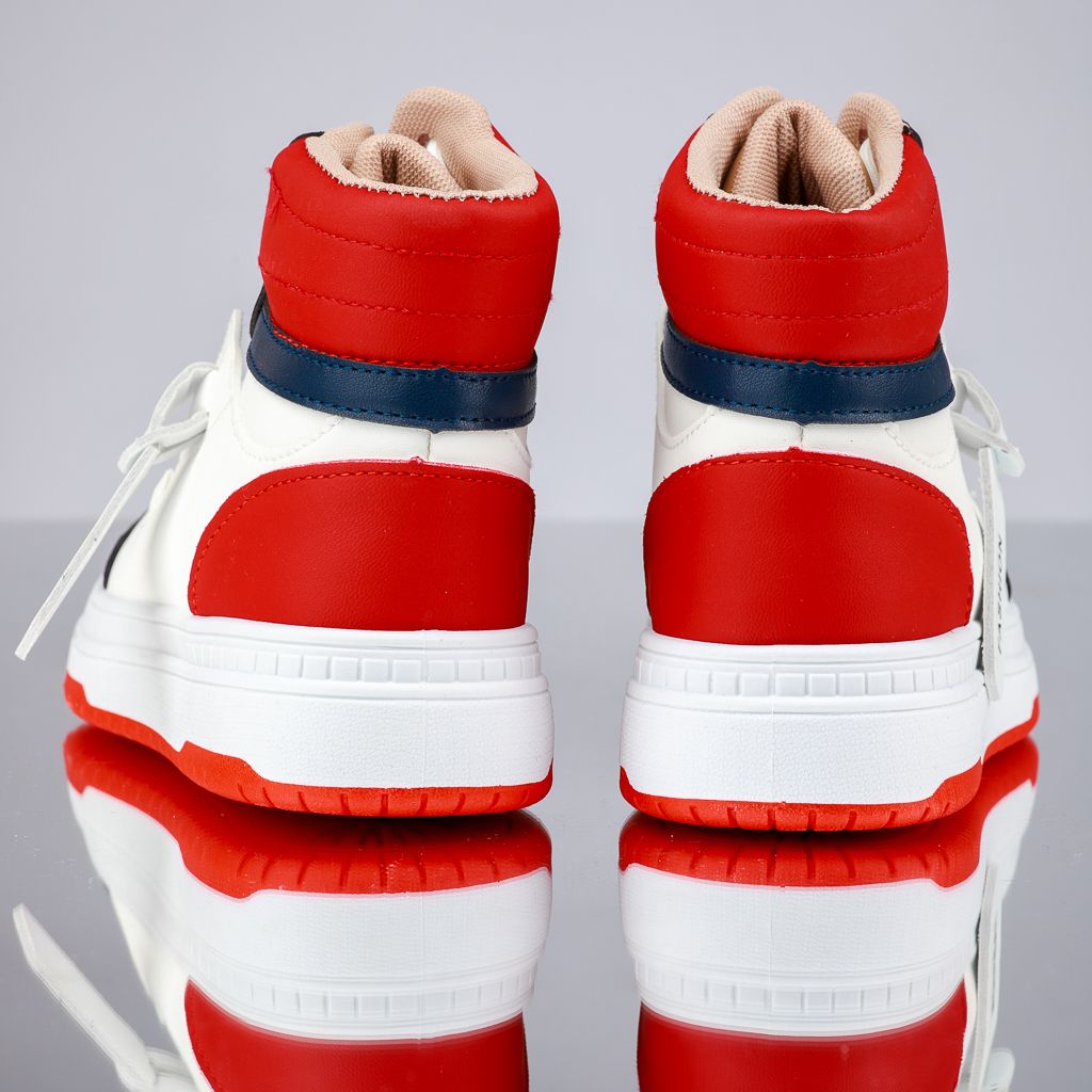 Дамски спортни обувки John Бяло/червен #13538