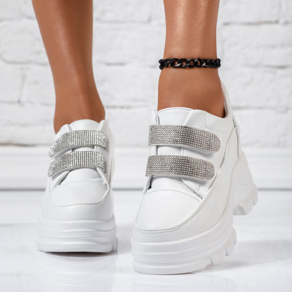 Дамски спортни обувки с платформа Casey Бяло #13788