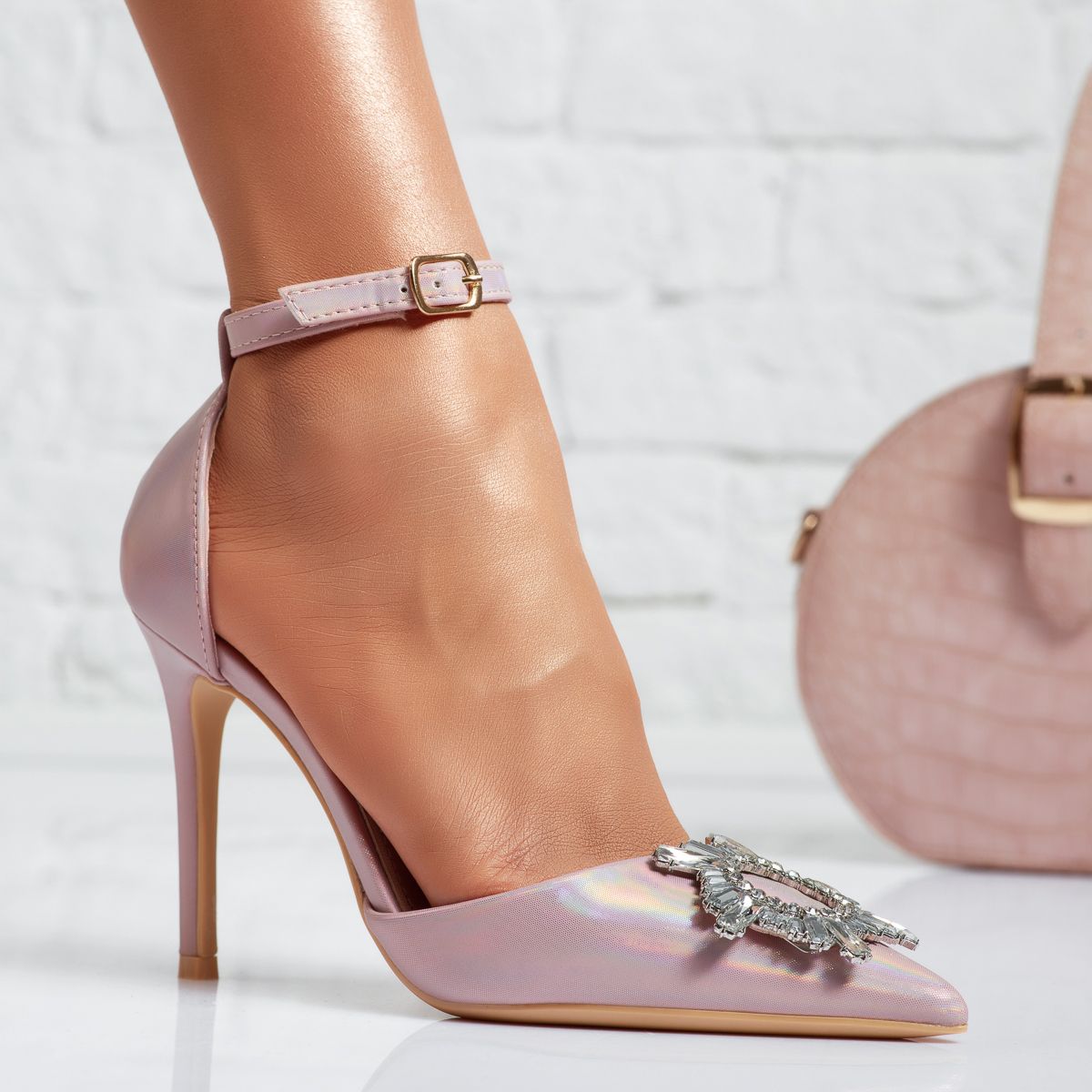 Дамски обувки с ток Oliver Розово/Златен #14108