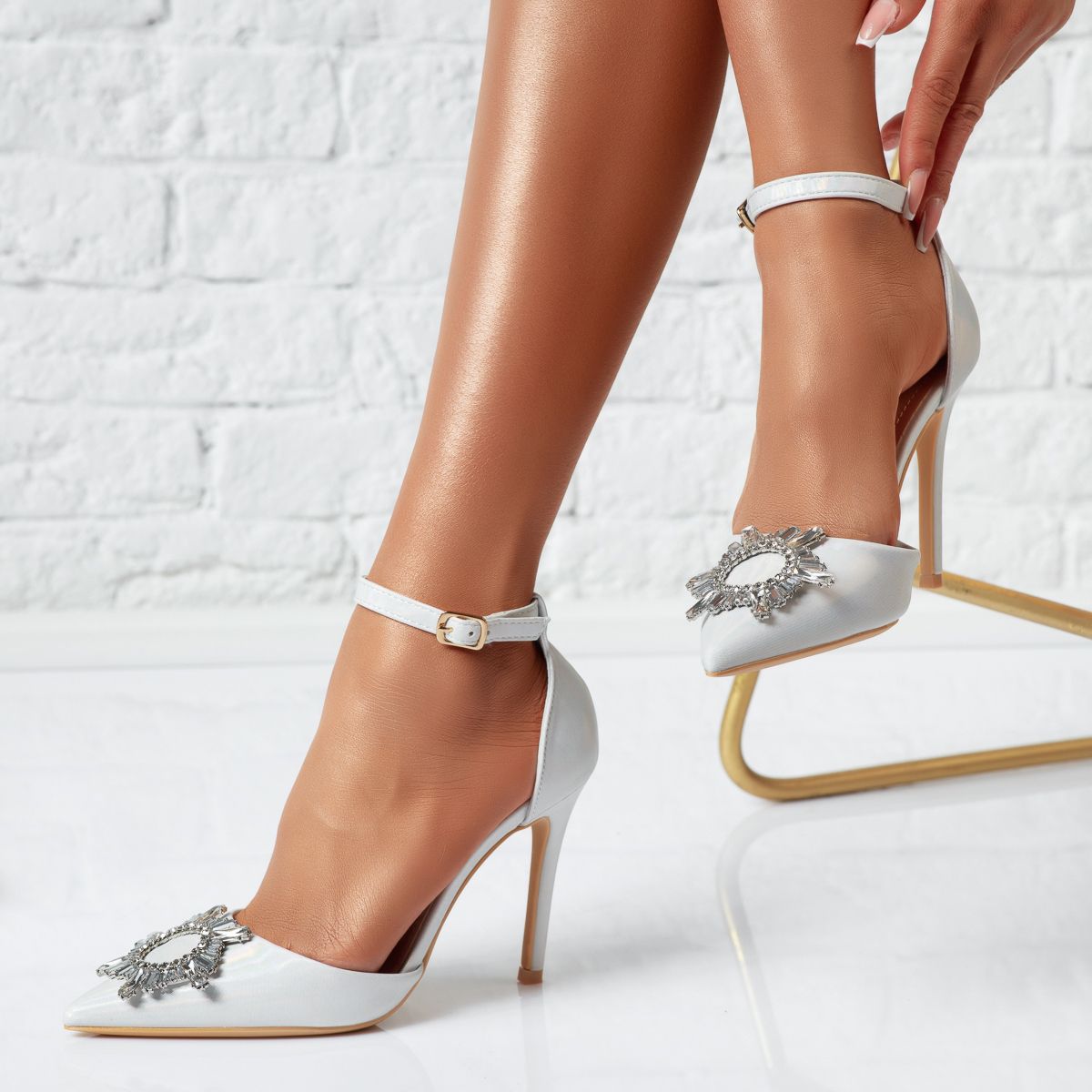 Pantofi Dama cu Toc Oliver Argintii #14107
