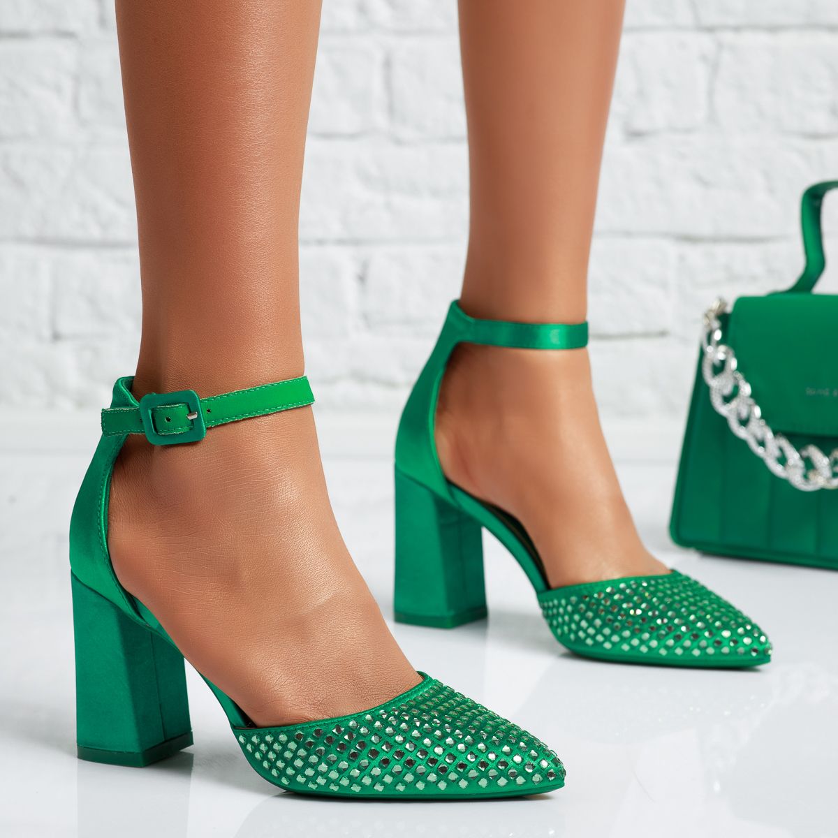 Дамски обувки с ток Iulia Зелено #14042