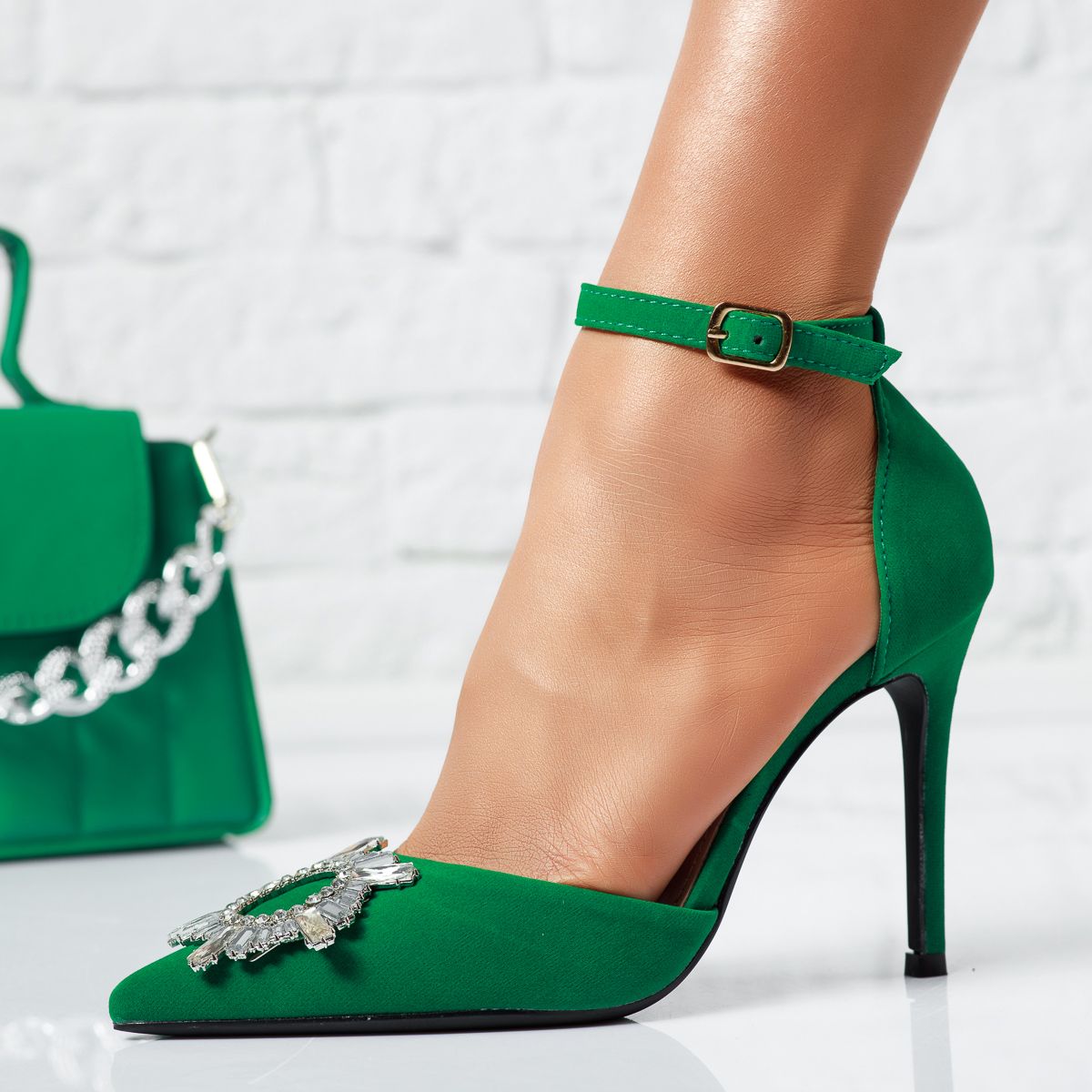Дамски обувки с ток Oscar Зелено #14110