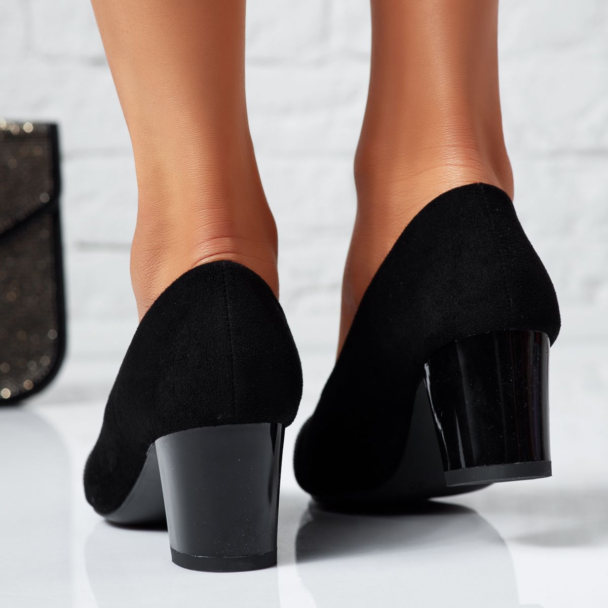 Дамски обувки с ток Ozana черен #14039