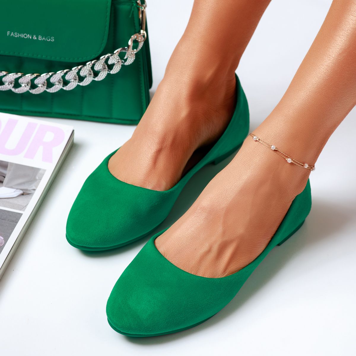 Anastasia Női Zöld Balerina Cipő #14068