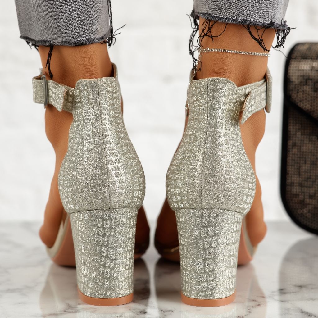 Дамски сандали на ток Travie розово/златен #14497