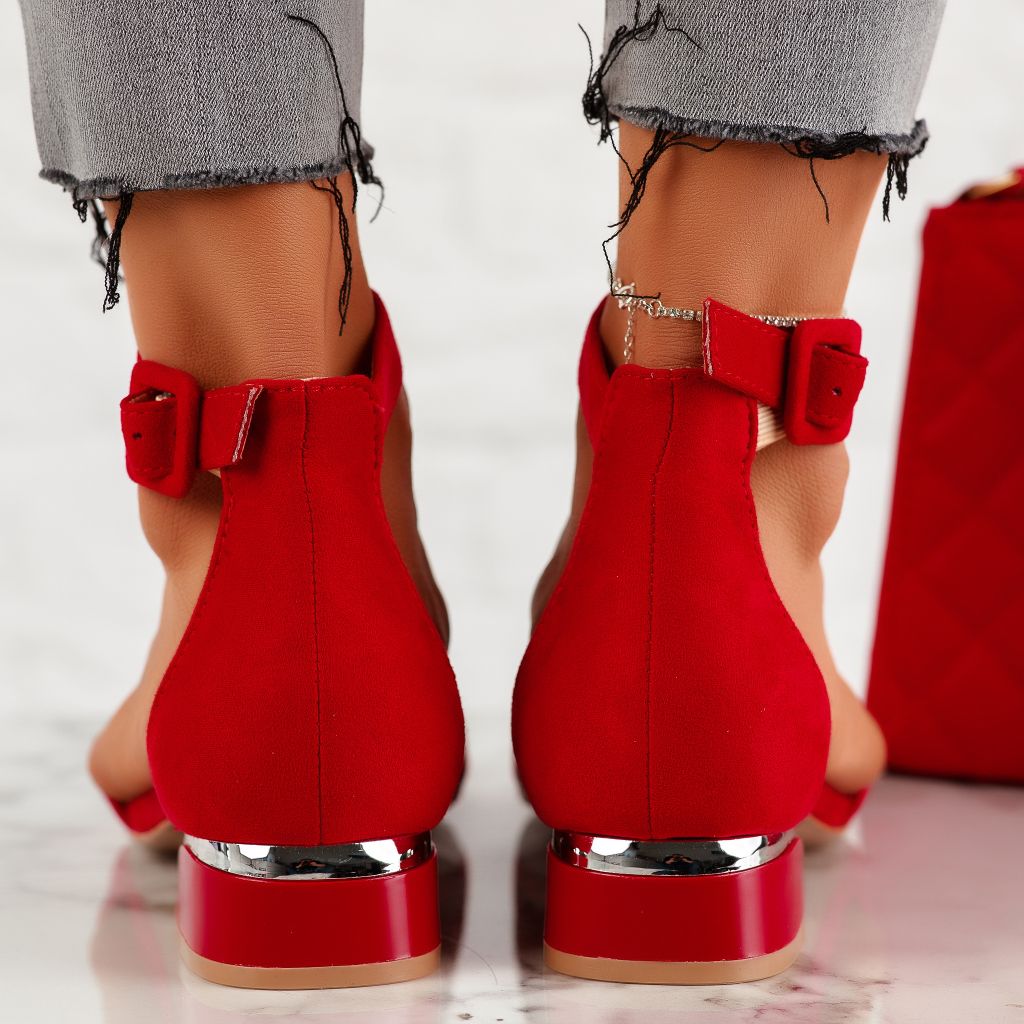 Дамски сандали на ток Irina червен #14521