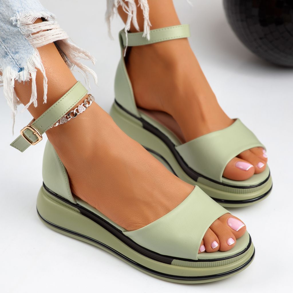 Дамски сандали на платформа Jamie зелено #14574