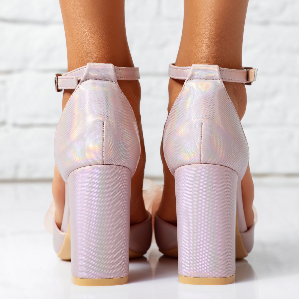 Pantofi Dama cu Toc Misty2 Roz/Aurii #14226