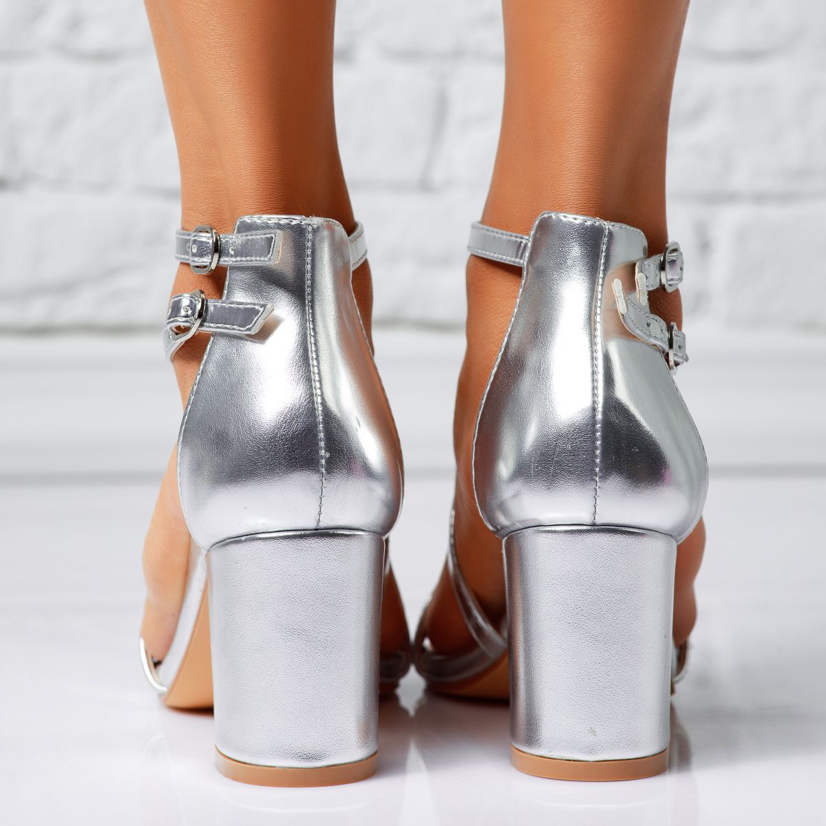Дамски сандали с ток Louisiana Сребро #14354