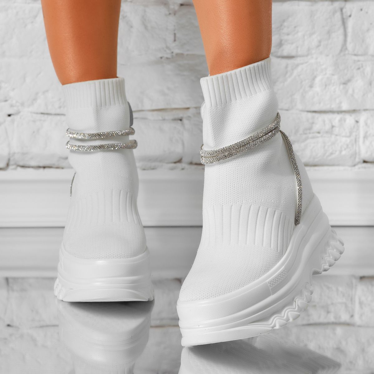 Azelia Női Fehér Sportcipő Platformmal #14621