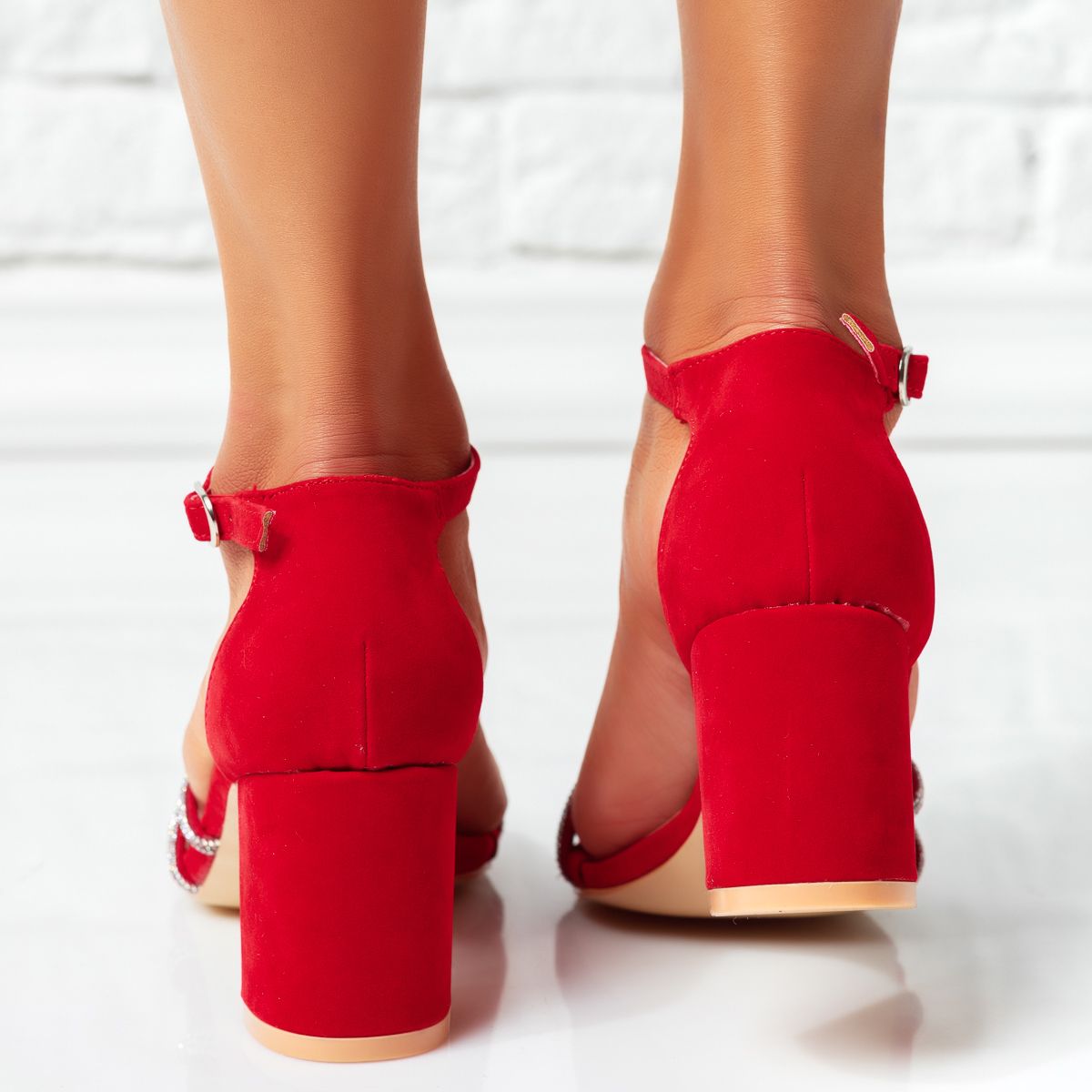 Дамски сандали на ток Anne червен #14279