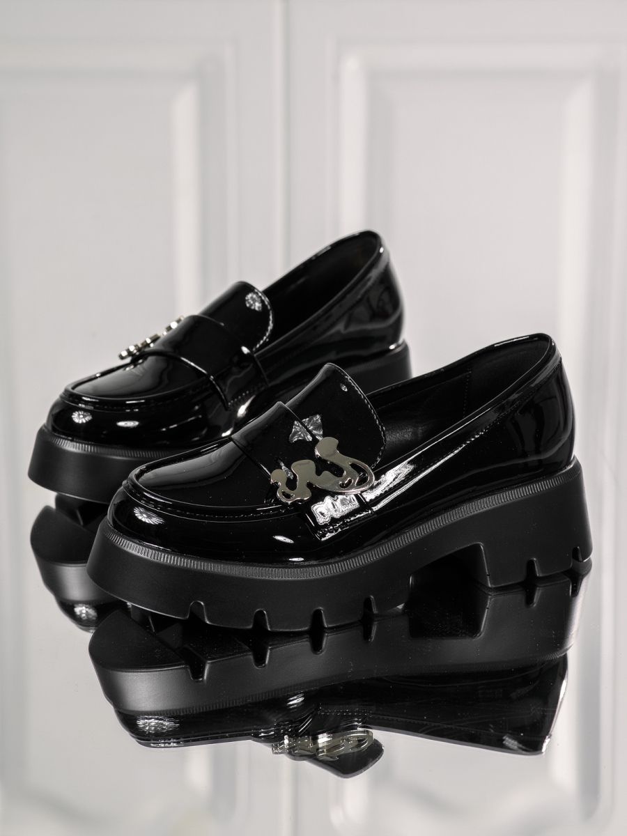 Всекидневни дамски обувки черни от лачена еко кожа Nadia #18138