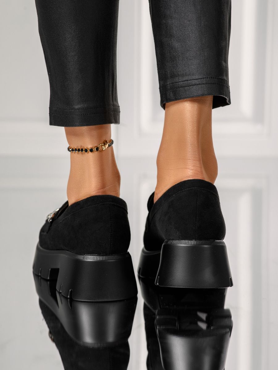 Всекидневни дамски обувки черни от обърната еко кожа Nadia #18136
