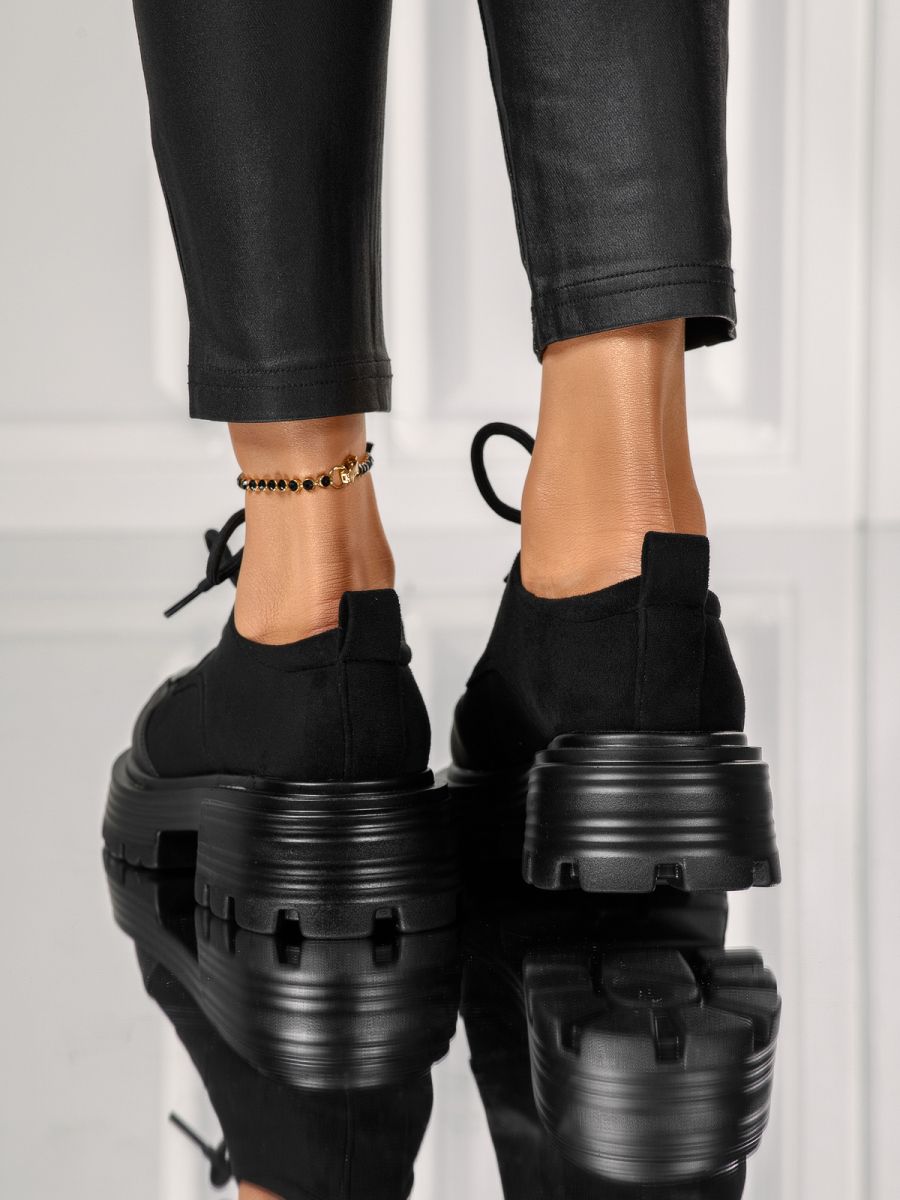 Всекидневни дамски обувки черни от обърната еко кожа Maeve #18252