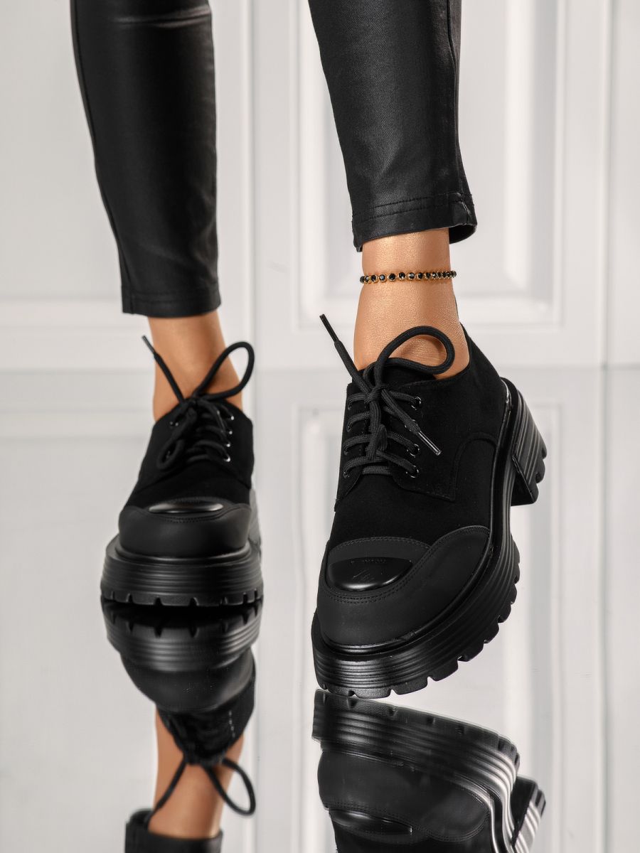 Всекидневни дамски обувки черни от обърната еко кожа Maeve #18252