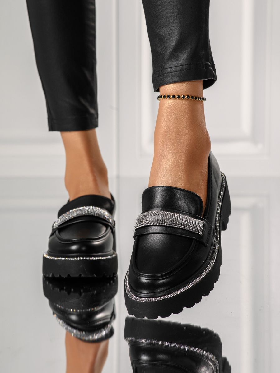 Всекидневни дамски обувки черни от еко кожа Oana #18143