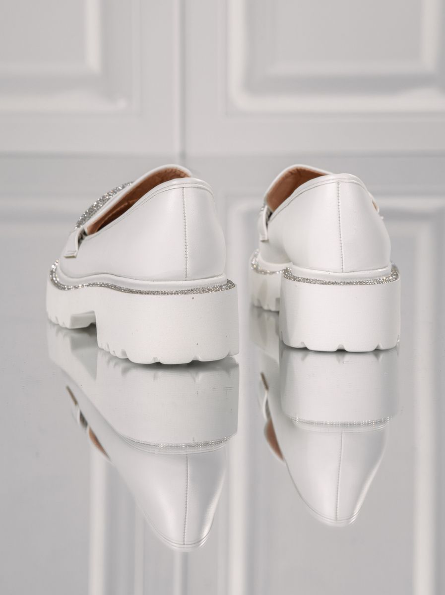 Pantofi casual dama albi din piele ecologica Oana #18146