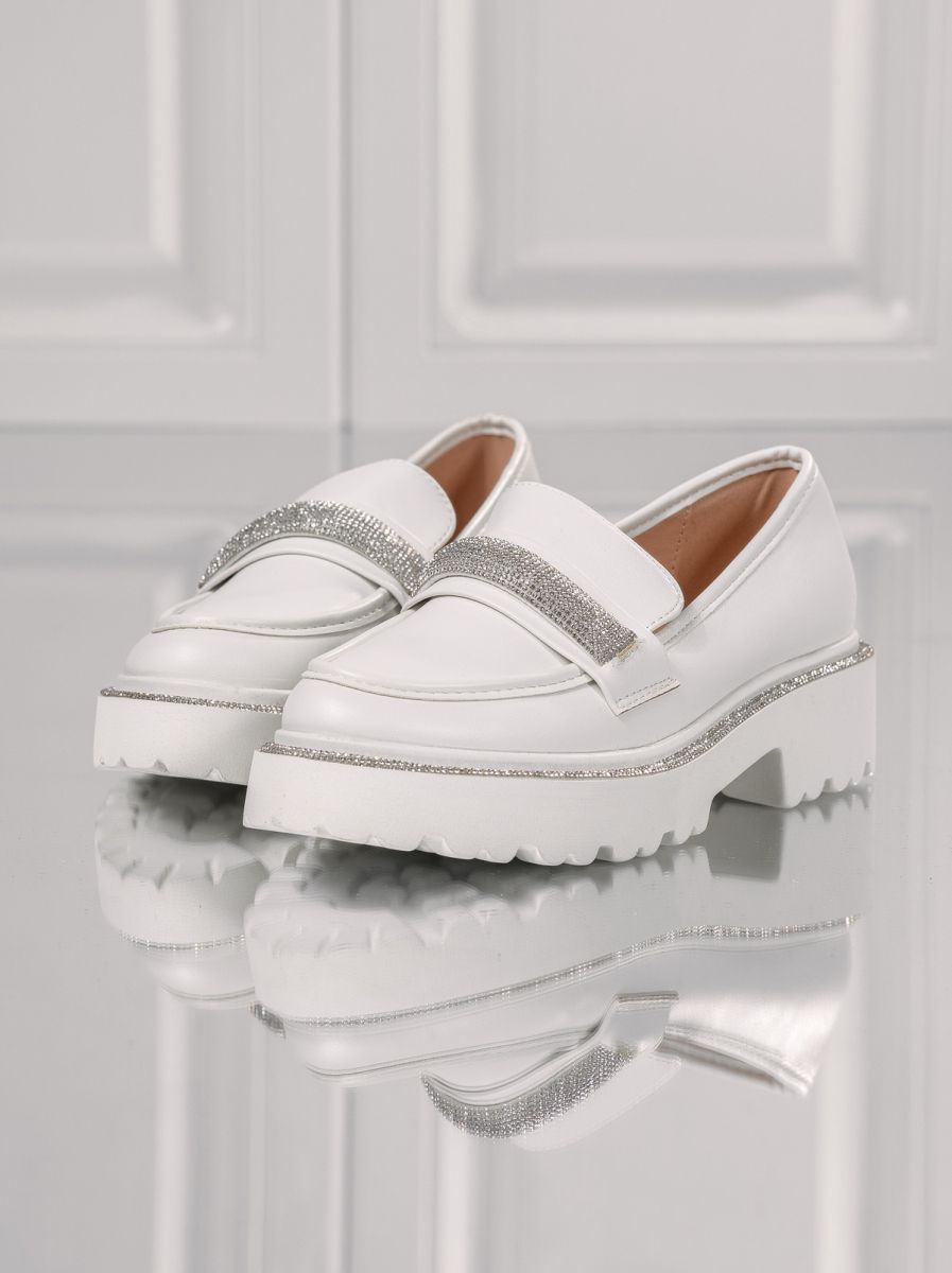 Всекидневни дамски обувки бели от еко кожа Oana #18146
