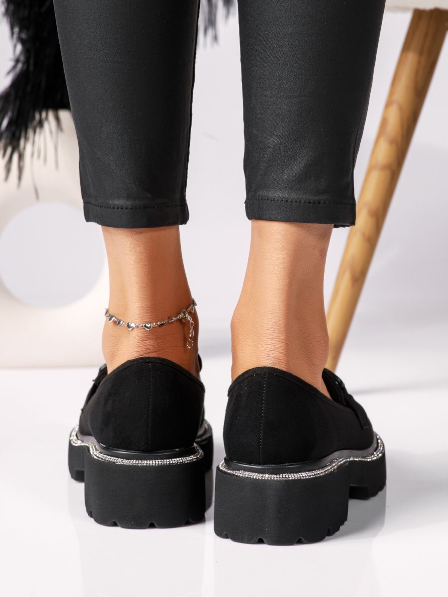 Всекидневни дамски обувки черни от обърната еко кожа Daisy #18316