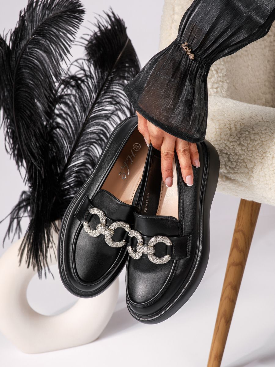 Всекидневни дамски обувки черни от еко кожа Ella #18317