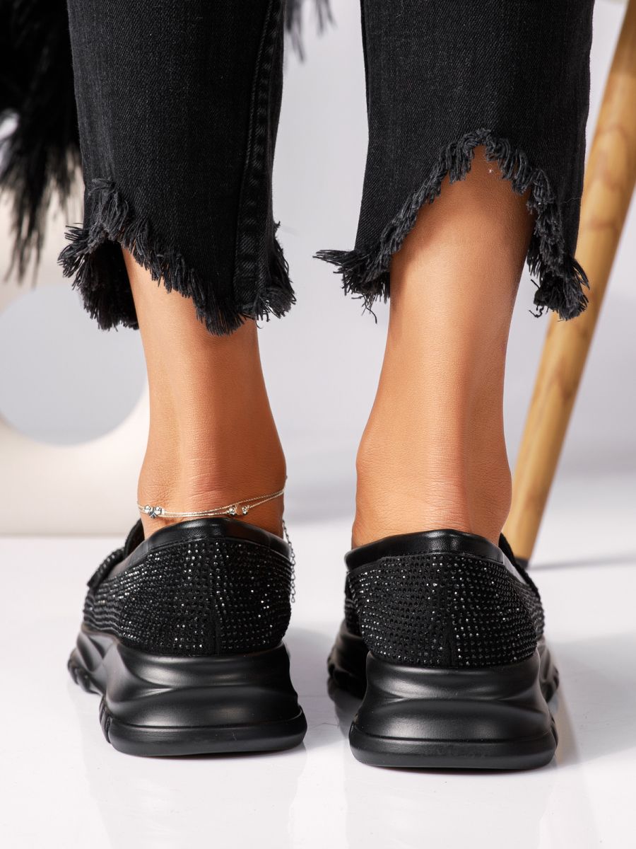Всекидневни дамски обувки черни от обърната еко кожа Mary #18453