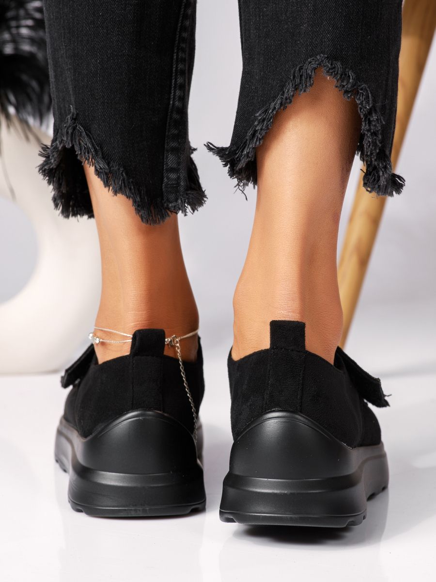 Всекидневни дамски обувки черни от обърната еко кожа Harley #18439