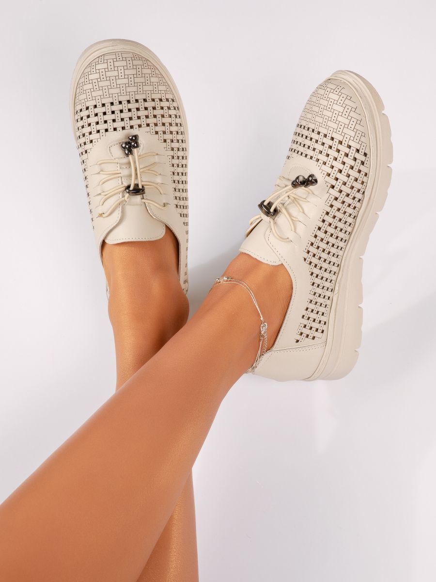 Всекидневни дамски обувки бежови от еко кожа Tessa #18370