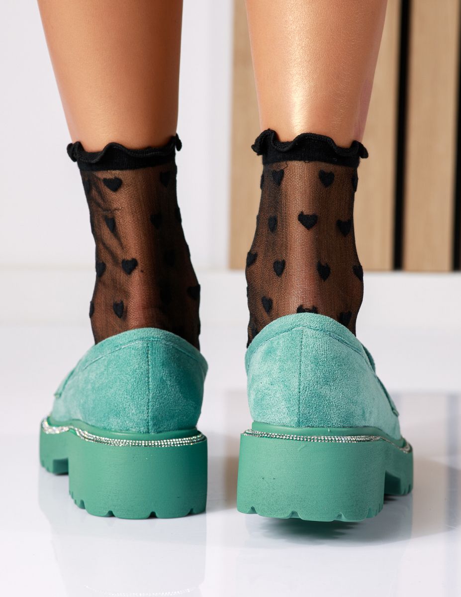 Всекидневни дамски обувки зелени от обърната еко кожа Neo #18568