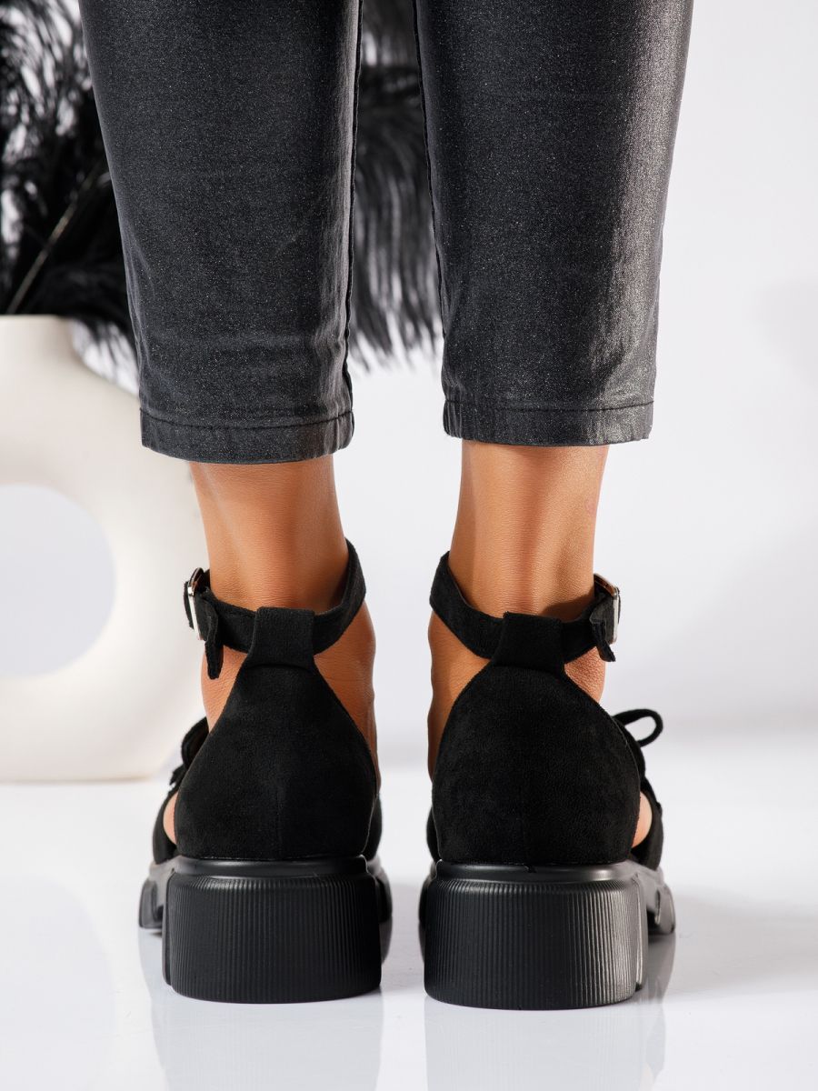 Всекидневни дамски обувки черни от обърната еко кожа Mara #18840