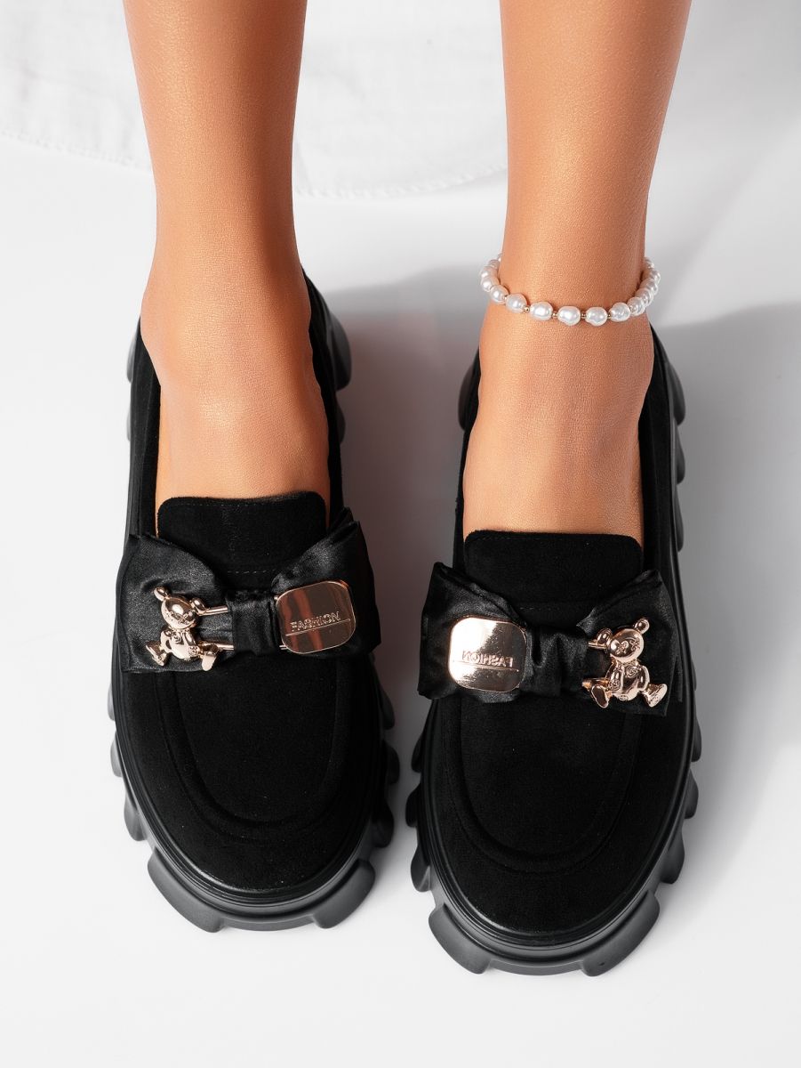 Всекидневни дамски обувки черни от обърната еко кожа Natalia2 #19361