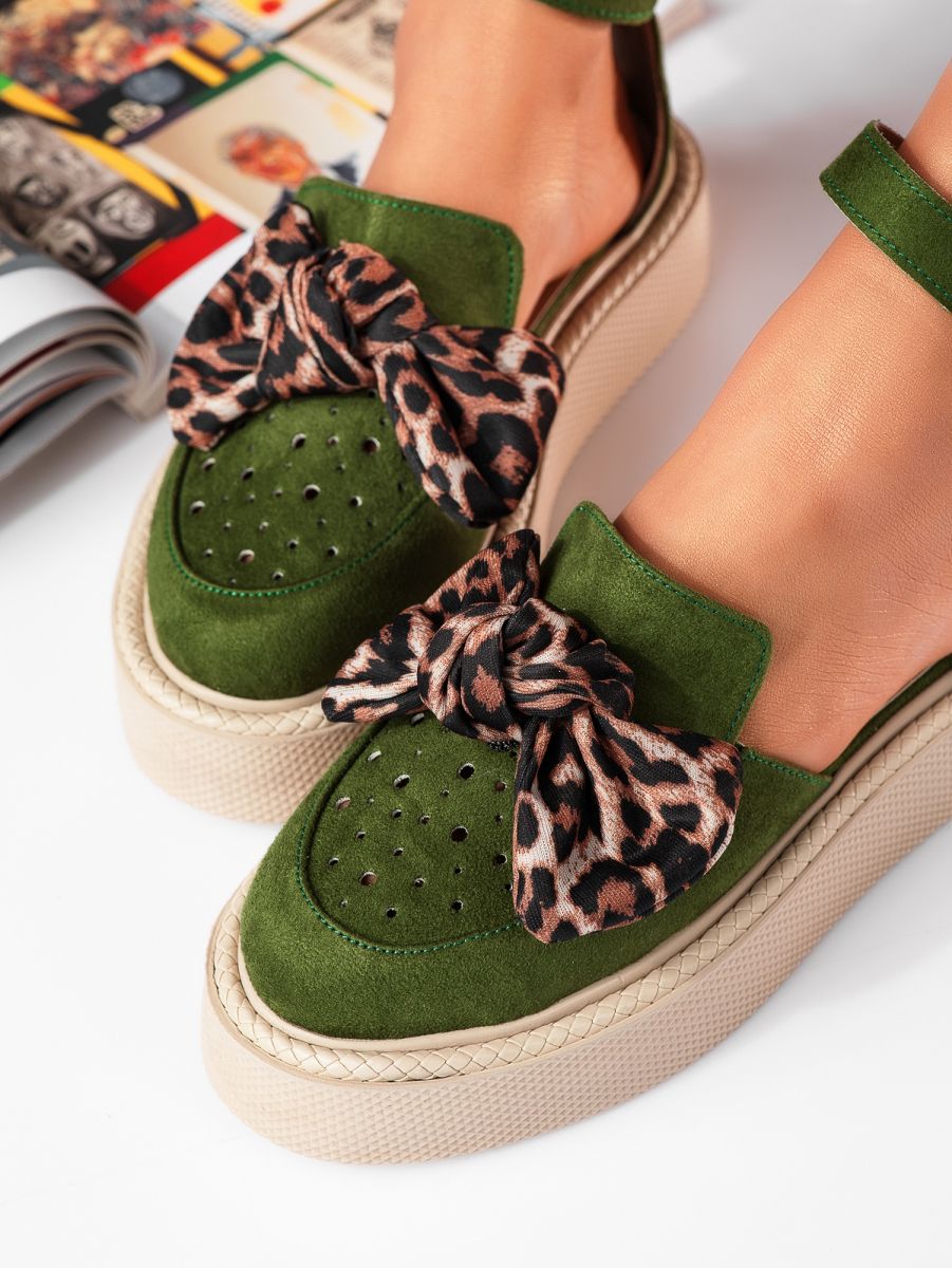 Всекидневни дамски обувки зелени от обърната еко кожа Mia #19346