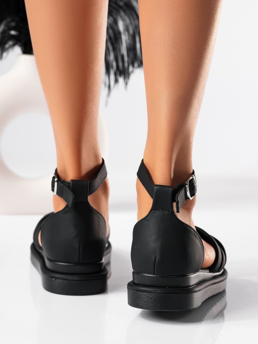 Дамски сандали с платформа черни от еко кожа Gemma #19526