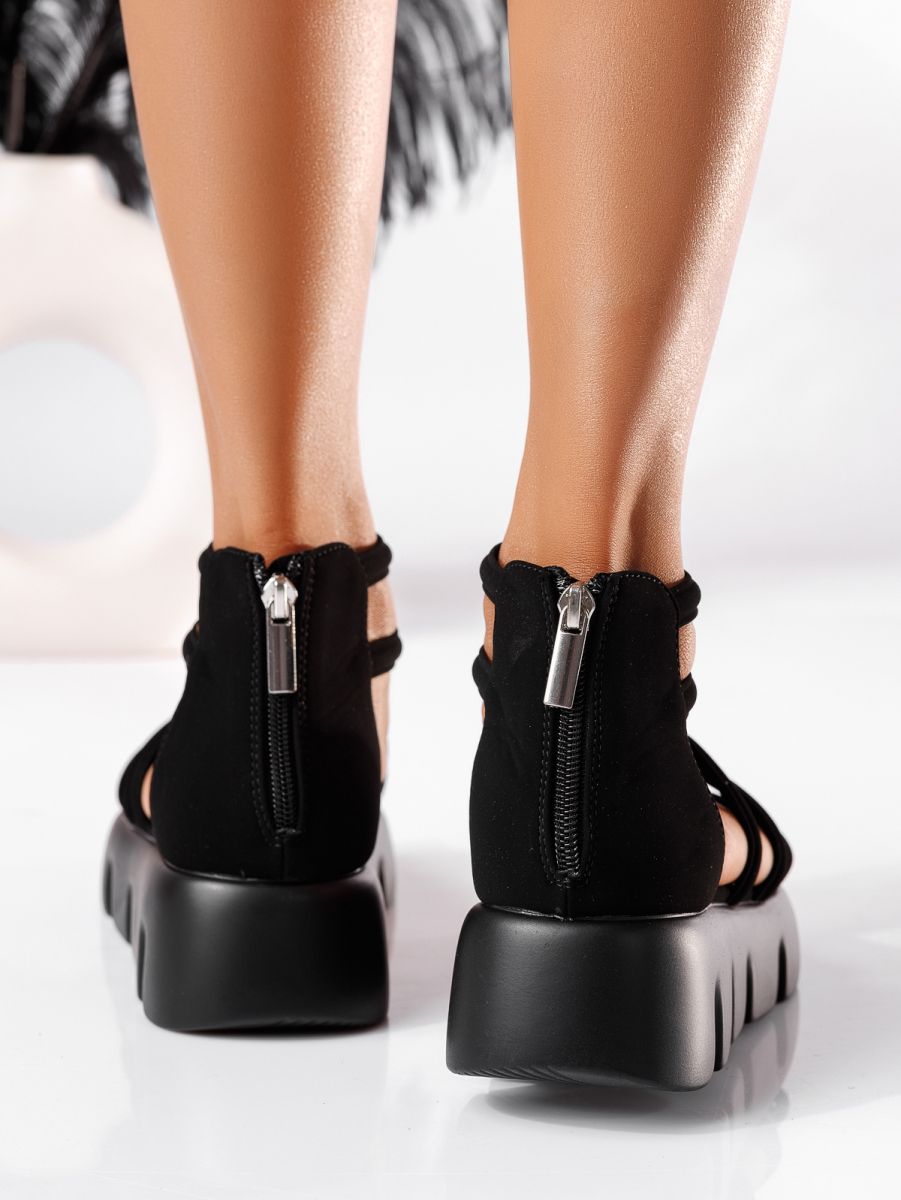 Дамски сандали с платформа черни от водоустойчив материал Aria #19596