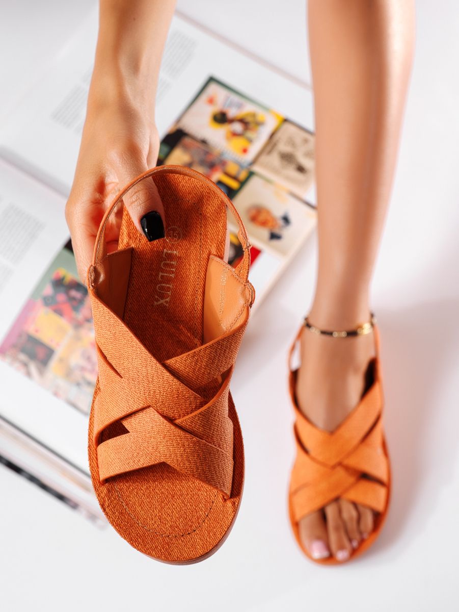 Дамски сандали с платформа оранжеви от еко кожа Simone #19873