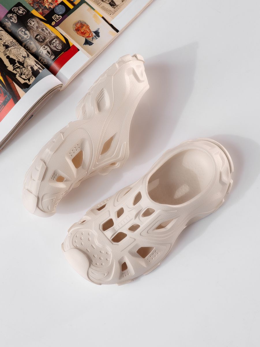 Дамски чехли с платформа бели от синтетичен материал Elia #19897