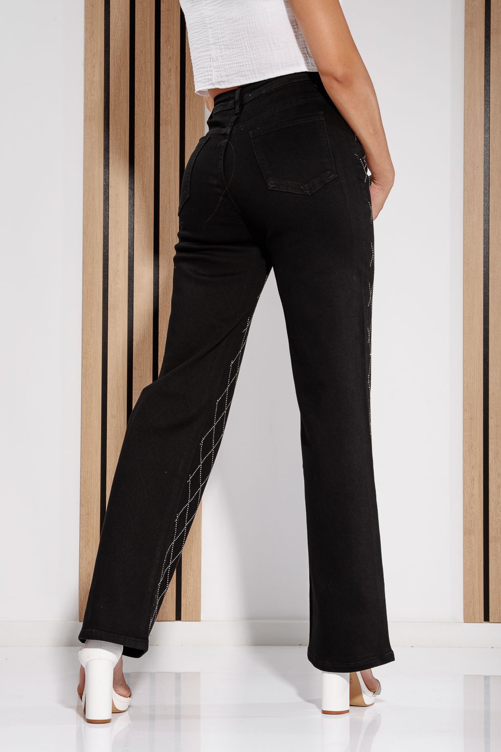 Дамски широки дънки Elora Black #A1194